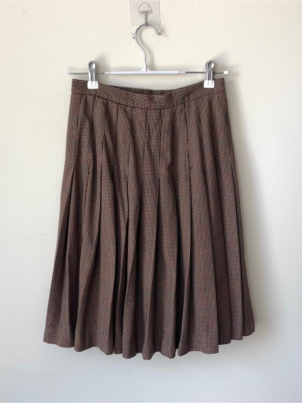 Vintage Ralph Lauren Blue Label 100% Wool Houndstooth Skirt Sz 8 Pleated MiUSA - Picture 10 of 16